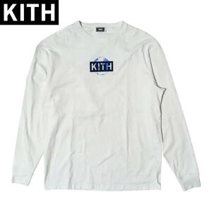 S KITH ホワイトボックス ロゴ フェルト バックプリント 長袖Tシャツ キス