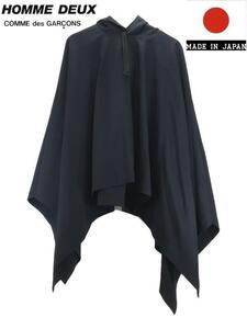 COMME des GARCONS HOMME DEUX wool hood poncho cape Comme des Garcons Homme du navy 