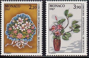 12 モナコ【未使用】＜「1986 SC#1552-53 モンテカルロ・国際フラワーショー《1987》」　2種完 ＞