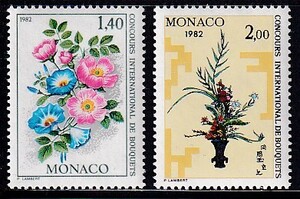 24 モナコ【未使用】＜「1981 SC#1309-10 モンテカルロ・国際フラワーショー《1982》」　2種完 ＞
