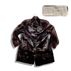 SAGA MINK Fur Griser サガミンク シェアードミンク ミドル丈 ファー コート 毛皮 ブラック size 9 レディース