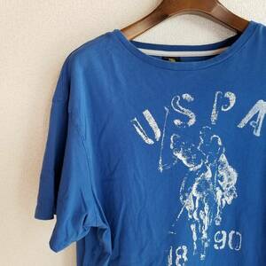 RALPH LAUREN ラルフ ローレン トップス Tシャツ プリント ラウンドネック ロゴ 半袖 メンズ サイズXL 青 Wmm7