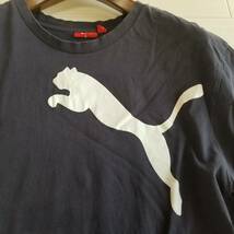 PUMA プーマ トップス Tシャツ ラウンドネック ロゴ 半袖 メンズ サイズL ネイビー Au392_画像3