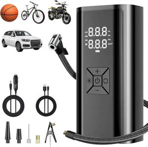 780 【ジャンク】電動空気入れ 車 自転車空気入れ コードレス USB充電式 電動エアポンプ 強力モーター 空気圧指定可 自動停止 車/自転車
