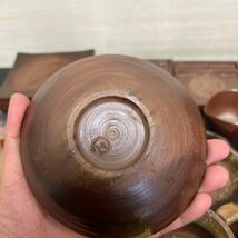 t12-178 備前焼　まとめて　作者不明　湯呑み　花瓶　皿など　保管品_画像9