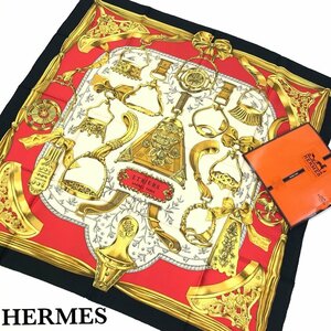 未使用 超美品 HERMES エルメス スカーフ カレ90 ETRIERS 鎧 馬具柄 大判 シルク ツイリー 赤/黒/マルチカラー 正規品 本物保証 最落無
