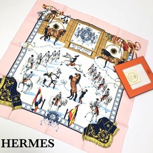 未使用 超美品 HERMES エルメス スカーフ カレ90 Hubert de Watrigant ETRIERS ワトリガン 馬柄 大判 シルク ベビーピンク 正規品 最落無