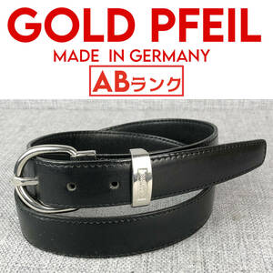 良品★GOLD PFEIL ゴールドファイル メンズ カーフレザーベルト 本革 黒 ドイツ製 90cm