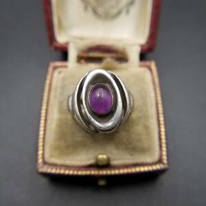 JUBE amethyst oval kaboshon Classic design sterling Vintage silver ring ring jewelry import Y12-B