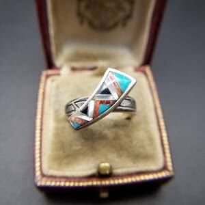 CAROLYN POLLACK turquoise onyx geometrical pattern 925 silver Vintage ring silver ring colorful sa light we Stan jewelry Y12-D