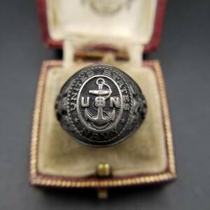 US Navy Vintage military sig net America navy sterling silver ring 11.5g silver ring .. engraving ARMY USA Y11-I