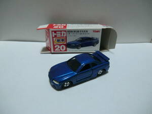 【tomica 旧No.20-7 日産 スカイライン GT-R(R-34) サック箱付・新車ラベル付・現状品】 MADE IN CHINA製 紺メタリックボディ-品