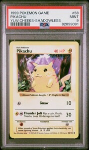 PSA9 ポケモンカード 1999 ピカチュウ 英語版 イエローチーク シャドーレス Pokemon Pikachu Yellow Cheeks Shadowless