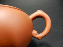 中国　後手急須　朱泥　細工蓋　印有　茶注　煎茶道具　茶道具　コレクション　P-160_画像4