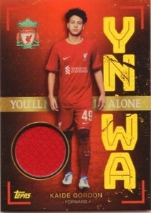 2022-23 TOPPS LIVERPOOL Team Set KAIDE GORDON カイデ・ゴードン ジャージカード ゴールドパラレル 50枚限定 28/50