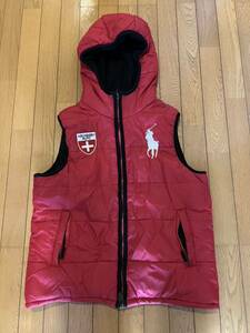 POLO RALPH LAUREN ポロ ラルフローレン ビッグボニー フーディーダウンベスト パーカー フード SUISSE XXL レッド 赤