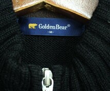 【上質ウール100%】ゴールデンベアー Golden Bear ケーブルニット切り替え フルジップウールニットジャケット サイズM 1223g_画像5