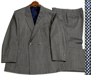 【ゆったりサイズ BB4相当 ウエスト89cm 最高級服地ブランド】Scabal ピンチェック2釦ダブルスーツ 総裏地 サイドベンツ 1224c