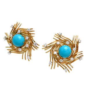 [. talent head office ]TIFFANY&Co. Tiffany Jean *shu Ran bar je turquoise earrings 750 yellow gold lady's DH78354