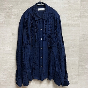 TOGA VIRILIS トーガ ビリリース TV02-FJ306 STRIPE FRILL SHIRT フリルシャツ　size48 ネイビー【中目黒B12】