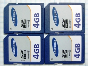 ★SAMSUG ＳＤＨＣ メモリーカード ４ＧＢ ４枚 中古★送料６３円～