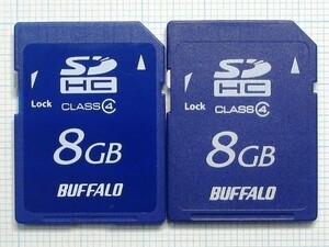 ★BUFFALO ＳＤＨＣメモリーカード ８GB ２枚 中古★送料６３円～