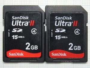 ★SanDisk ＳＤメモリーカード ２ＧＢ ２枚 中古★送料６３円～