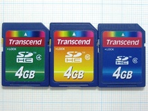 ★Transcend ＳＤＨＣメモリーカード ４GB ３枚 中古★送料６３円～_画像1