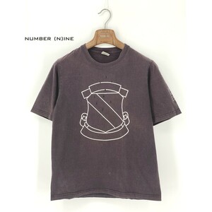 A8290/美品 春夏 NUMBER (N)INE ナンバーナイン コットン 弾痕 ビンテージ加工 プリント 半袖 Tシャツ カットソー 3 L程 茶/日本製 メンズ