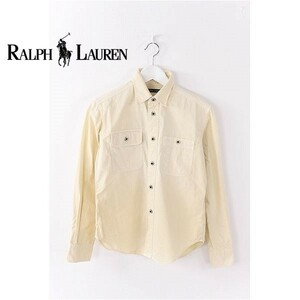 A3536/ビンテージ加工 春夏 RALPH LAUREN ラルフローレン コットン ミリタリー ワーク ウエスタン シャツジャケット 7 クリーム/レディース