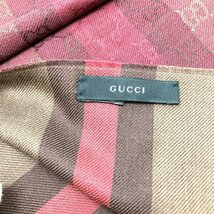 GUCCI グッチ 【5477D】 マフラー シェリーライン ワインレッド ブラウン ウール GG柄 イタリア製_画像4