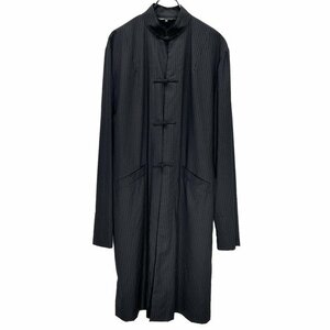 BLACK COMME des GARCONS 【men3477I】 21AW ウールポリエステルストライプチャイナロングジャケット シャツコート 釈迦ボタン 1H-J026 AR