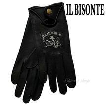 【未使用】イルビゾンテ 手袋 レザー グローブ 鹿革 ロゴ レディース 黒 65_画像1