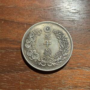 3001,,,日本古銭　五十銭　明治六年　貨幣　アンティークコレクションコイン　貿易銀