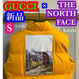 新品 未使用 GUCCI × THE NORTH FACE グッチ ダウン ベスト ジレ ノースフェイス コラボ 入手困難 メンズ S 大きめ 国内直営店 購入 希少