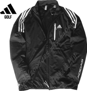 ■新品【adidas GOLF】アディダスゴルフ 撥水・防風 スリーストライプス ストレッチ フルジップ ジャケット■BK/L