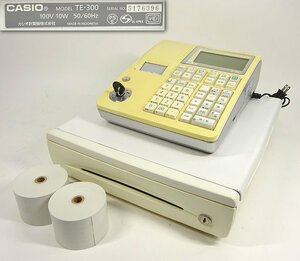 緑屋Re■ CASIO　レジスター　TE-300　動作品　ドロアキー欠損　カシオ 店舗用品　/h/bni/11-580/8-3#120