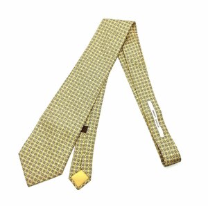 LOEWE ロエベ ネクタイ 総柄 黄色 イエロー系 シルク100％ メンズ ビジネス スーツ