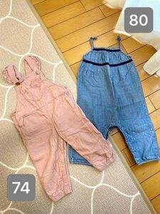 babygap デニム　H&M ピンクコーディロイ　サロペット　2点セット　74 80