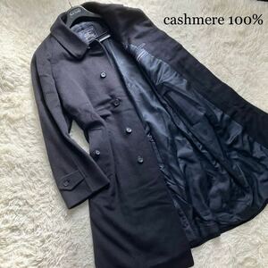 【完全!!カシミヤ100%!!】定価30万●BURBERRY●伊製!! 無双仕立てカシミヤダブルチェスターコート●メンズ　バーバリーコートXL ネイビー