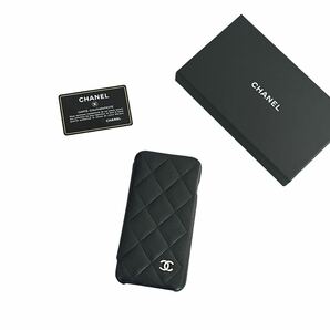 早い者勝ち CHANEL シャネル キャビアスキン iPhone8plusケース ココマーク シルバー金具 ブラック 黒