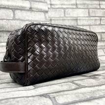 極美品●BOTTEGA VENETA メンズ ビジネス セカンドバッグ ハンド クラッチバッグ イントレチャート 編み込み レザー 本革 ダークブラウン _画像1