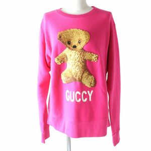  unused goods * regular goods GUCCI Gucci 475373 teddy bear GUCCY embroidery used processing long sleeve sweatshirt | tops lady's pink S Italy made tag attaching 