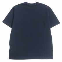 極美品□22AW LOUIS VUITTON/ルイヴィトン ロゴプレート付き ダミエ ハーフ コットン100％ 半袖Tシャツ/カットソー ネイビー L 伊製 正規品_画像3