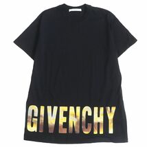 美品□GIVENCHY/ジバンシィ コットン100％ ロゴプリント クルーネック 半袖 ショートスリーブ Tシャツ/カットソー ブラック XXS 正規品_画像1