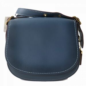 未使用品△COACH コーチ 20115/55036 グローブタンニンレザー フラップ ショルダーバッグ/サドルバッグ ダークデニム レディース 袋付き◎