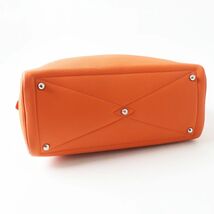 極美品◎フランス製 HERMES エルメス Victoria ヴィクトリア 35 バッグ トリヨンクレマンス オレンジ シルバー金具 □O刻印 カデナ・鍵付き_画像6