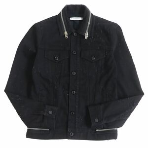  beautiful goods *GIVENCHY/ji van si. licca rudo period te -stroke roi processing Layered Zip Denim jacket / denim jacket / blouson black XS regular goods 