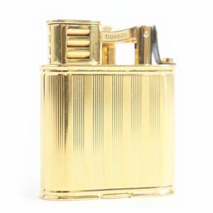 良品□dunhill/ダンヒル ヴィンテージ ユニーク ストライプ柄 ロゴ入り ハンマー式 オイルライター 喫煙具 ゴールド イングランド製 メンズ