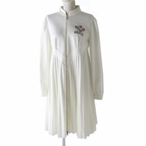 極美品◎正規品 イタリア製 GUCCI グッチ 19SS 573990 レディース テニスロゴエンブロイダリー プリーツ ドレス／ワンピース ホワイト 白 M_画像1